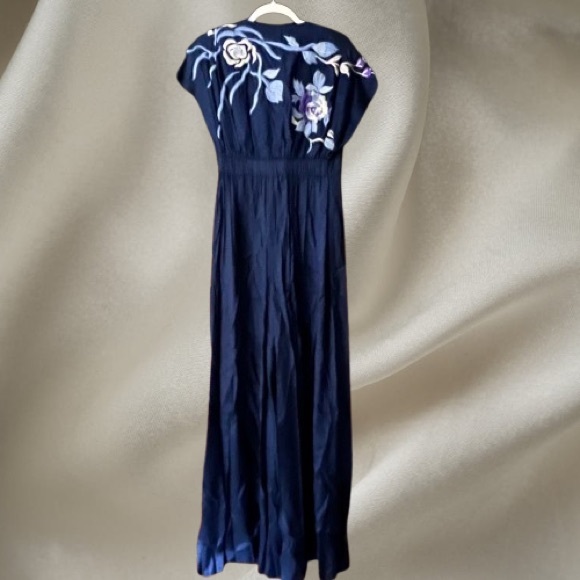 Free People Deep Blue Jumpsuit with Floral Detail - Picture 7 of 8